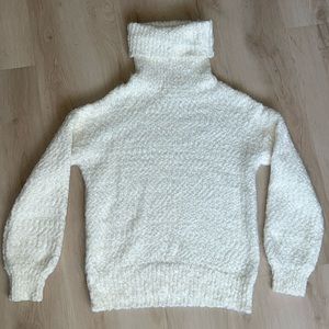 White thick knitted sweater